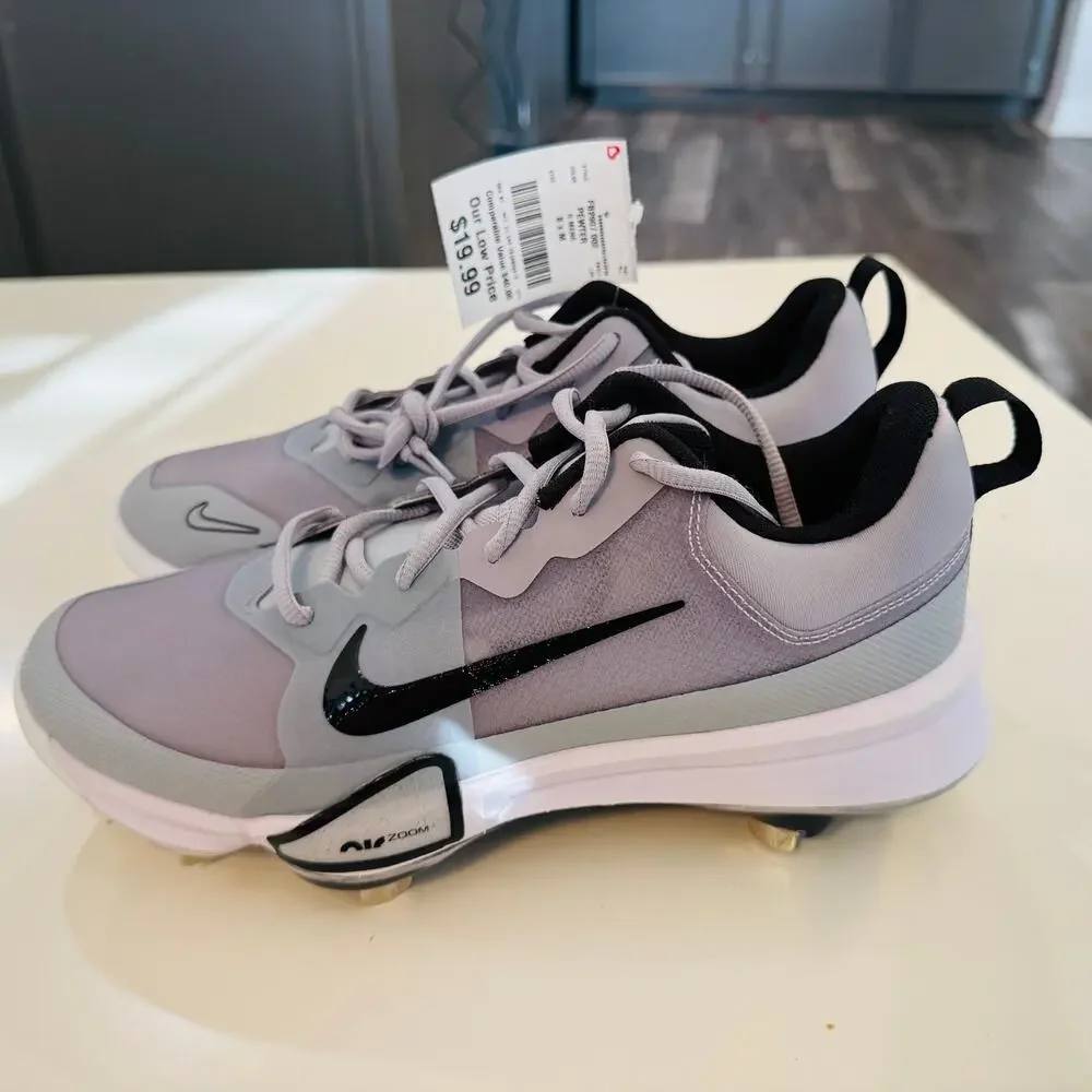 Nike Trout 5 Baseball Cleats Men's Size 8 White Black Metal Spike Zoom NEW‎